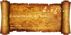 Lazarovics Ákos névjegykártya
